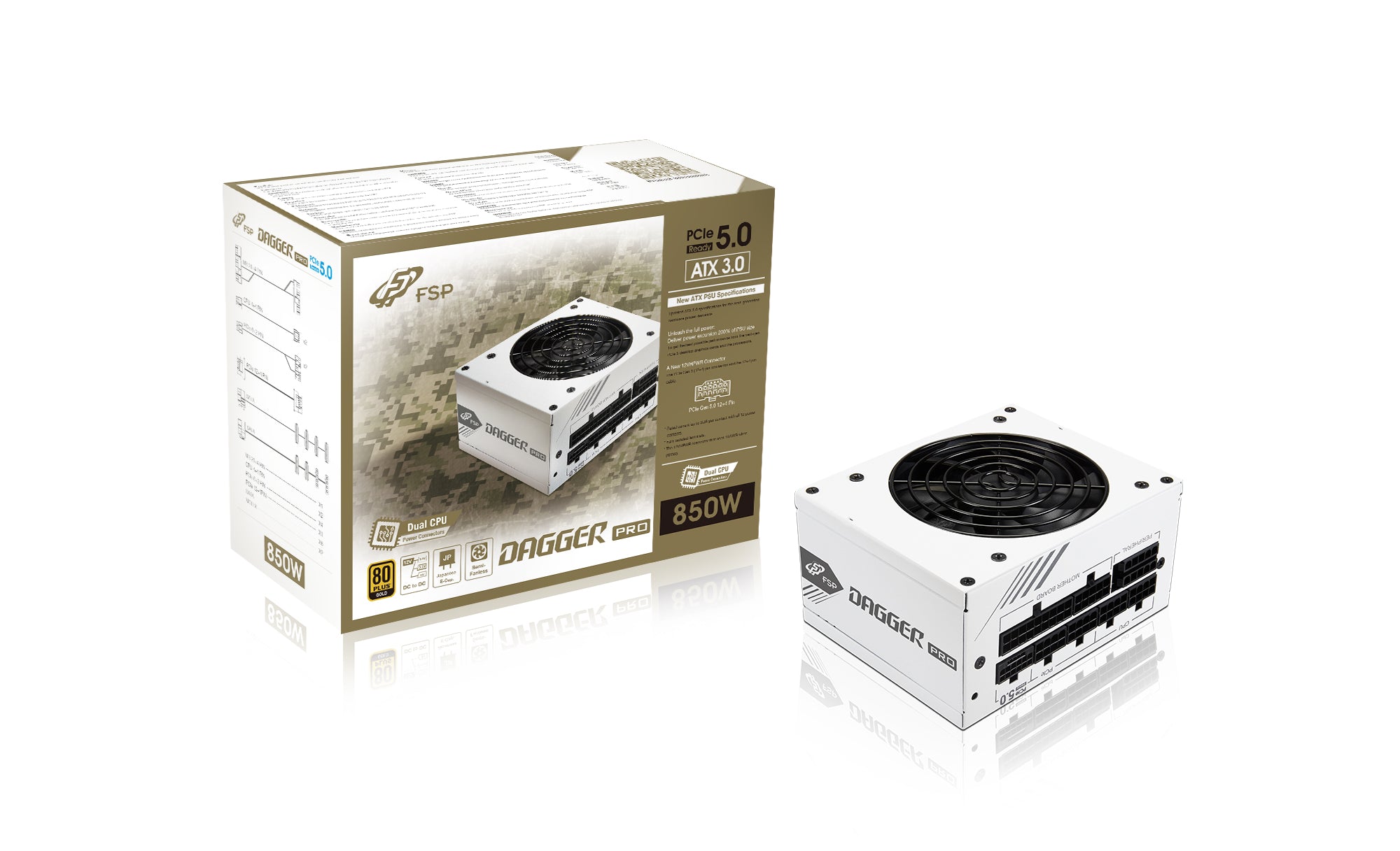 FSP Dagger Pro 850W 80Plus GOLD SFX ATX3.0 Blanc