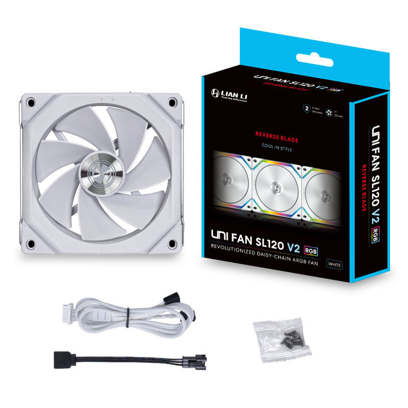 Lian Li UNI FAN SL120 V2 ARGB Reverse Blade Blanc