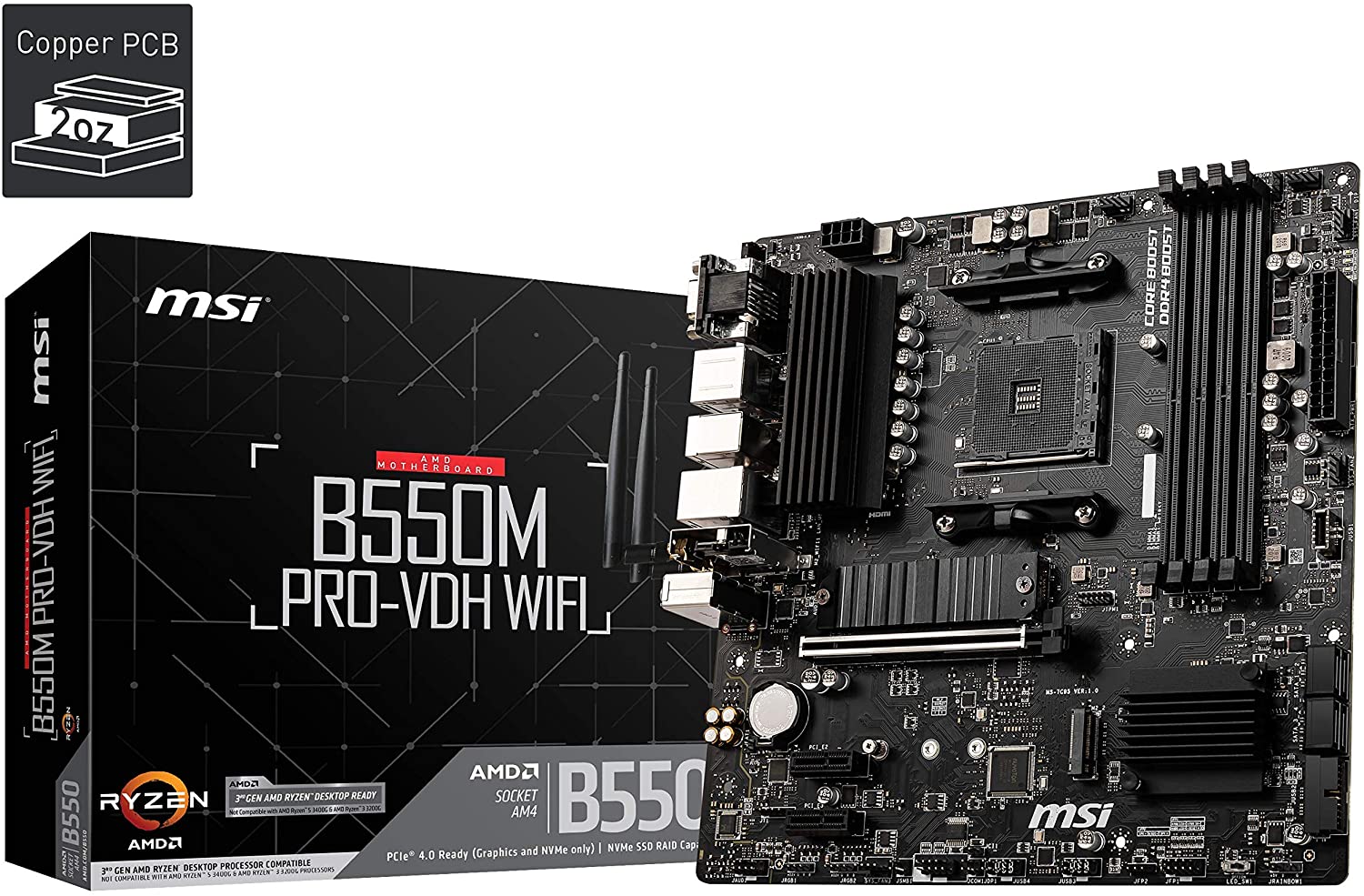 Carte Mère MSI B550M PRO VDH WIFI Micro ATX Compatible Avec Ryzen