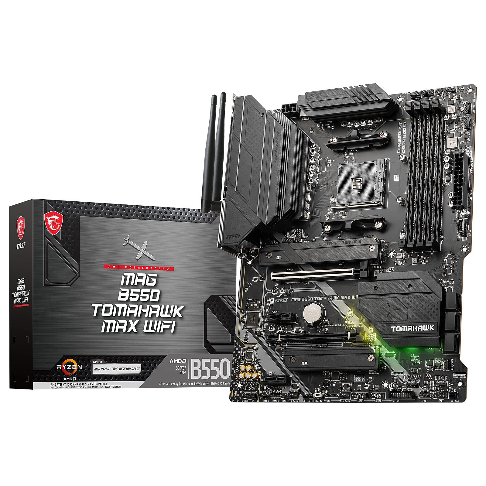 Carte Mère MSI MAG B550 Tomahawk MAX WIFI Haute Performance pour Jeux et Bureau