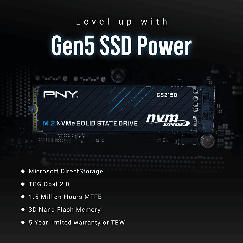 SSD PNY CS2150 1To PCIe 5.0 Haute Performance