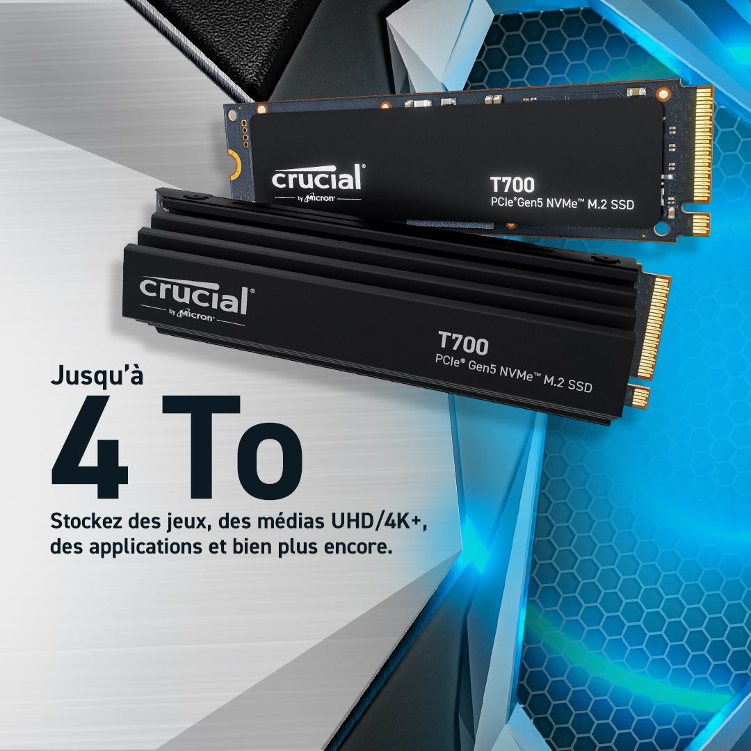SSD Crucial T700 2To PCI Express 5.0 avec Dissipateur