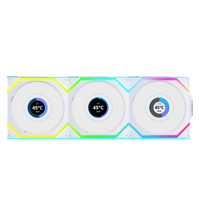 Lian Li Uni Fan SL 120 LCD Reverse ARGB Wireless pack de 3 - Blanc